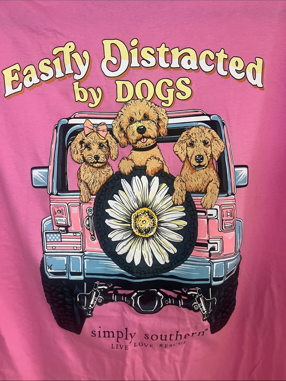 Simply Southern Easily Distracted by Dogs Pink Short Sleeve T-shirt - Picture 5 of 7